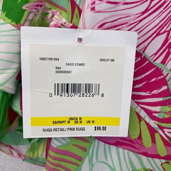 NWT Pappagallo Erika Flutter Sleeve Tropical Shift Dress Medium M Green Pink - Picture 5 of 11